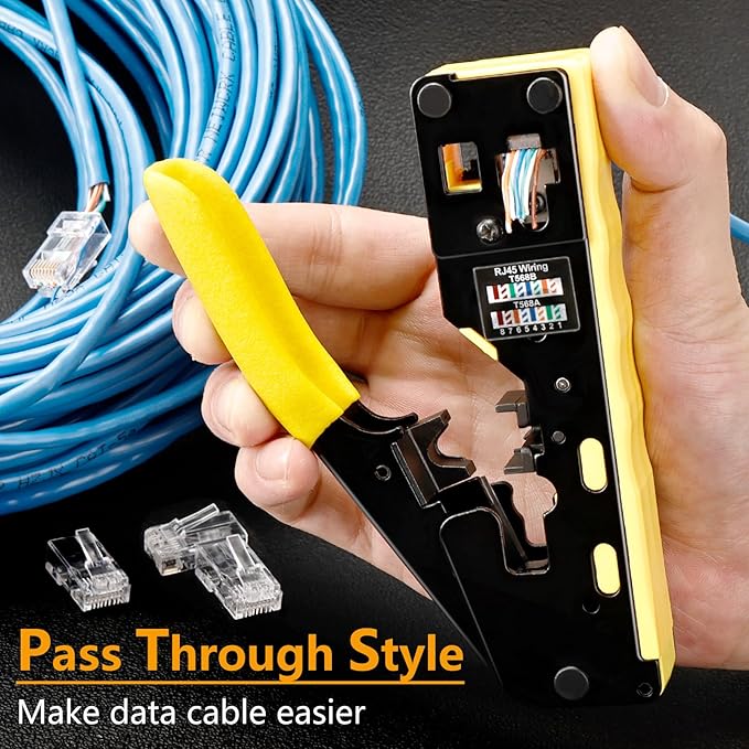 Solsop Pass Through RJ45 Crimp Tool Kit All-in-One Ethernet Crimper Cat7 Cat6 - Image 5