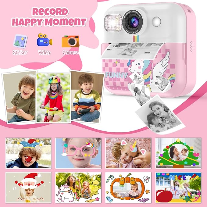 Instant Print Camera for Kids, 1080P Children Printable Cameras Christmas - Image 5
