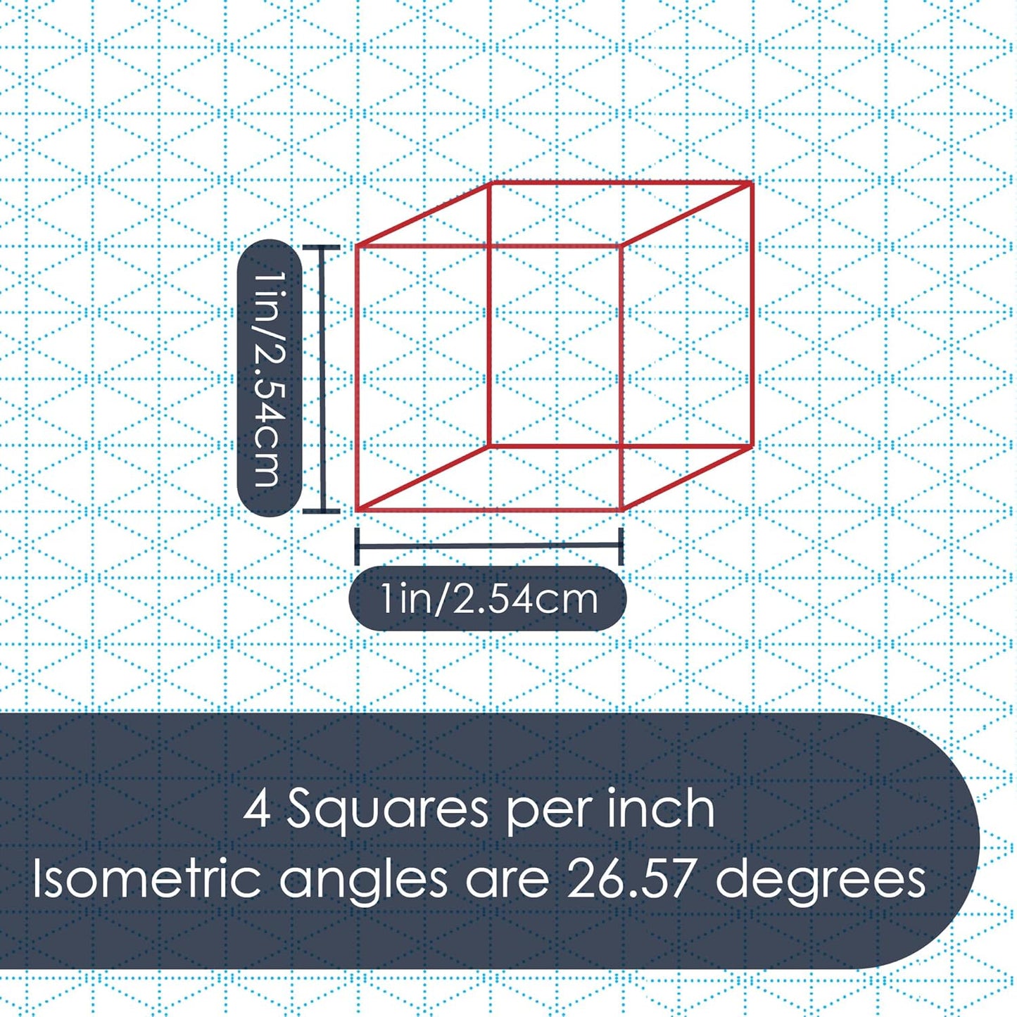 11" x 17" Isometric Graph Paper 50 Sheets Portrait - 0.25" Grid, Non-photo Blue, High Brightness, Drafting, Engineering, Art, 3D Design (1-Pack)