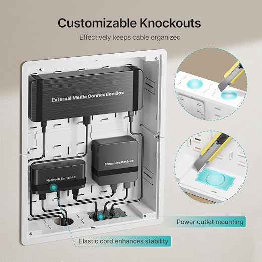 17" in-Wall Media Box, Recessed Outlet Wall Box, Structured Media Enclosure - Image 3