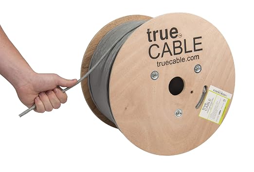 TRUE CABLE Cat6A Riser, Bulk Ethernet Cable, 23AWG Solid Bare Copper, by trueCABLE