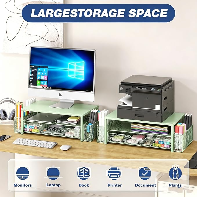 OPNICE Desk Organizers and Accessories, 2-Tier Computer Monitor Stand Riser - Image 5