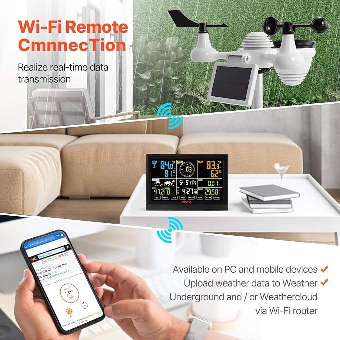 VEVOR YT60234 WiFi Weather Station 7-in-1, Weather Stations WiFi Indoor Outdoor - Image 3