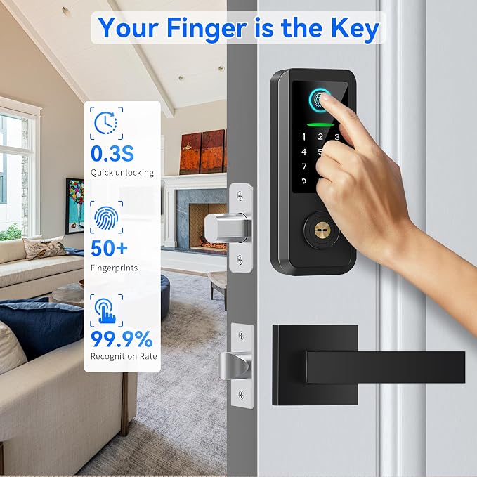Keyless Entry Door Lock with Handle Set, Smart Front Door Lock with Keypad Set - Image 3