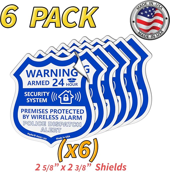 Psyfer® 6 Pack - Small Alarm Security Outdoor UV Window Stickers - Image 3