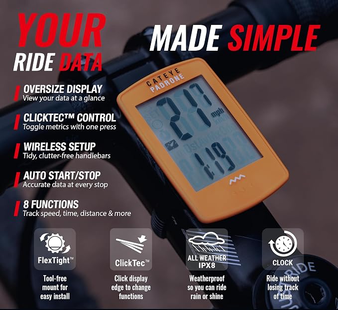CATEYE Padrone Wireless Bike Computer – Oversized Display Cyclocomputer - Image 3