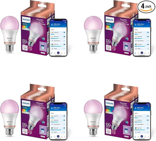 Philips Smart 100W A19 LED Light Bulbs 4-Pack by PhilipsLightingLED