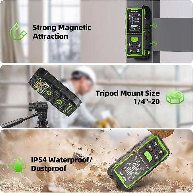 Huepar Professional 656ft/200M Dual Laser Distance Measuring Tool, 5 Years - Image 4