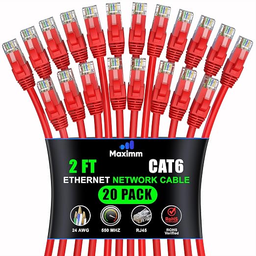Maximm Cat 6 Ethernet Cable 2 ft by MaximmCable