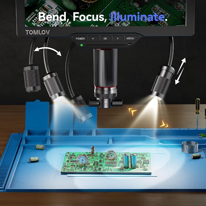 TOMLOV 3D Digital Soldering Microscope: Magnetic Dual Lens Micro Scope TM3K-3D - Image 3