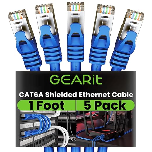 GEARit Cat6A Ethernet Cable 10Gbps Snagless Shielded SSTP, SFTP Shielded by GEARit