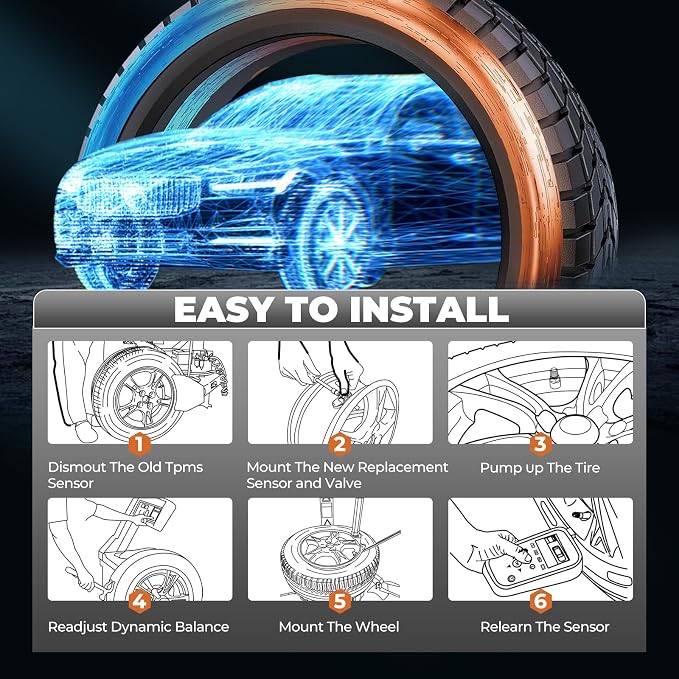 Jsueng 4-Pack TPMS Sensor Tire Pressure Monitoring Sensors Compatible - Image 10