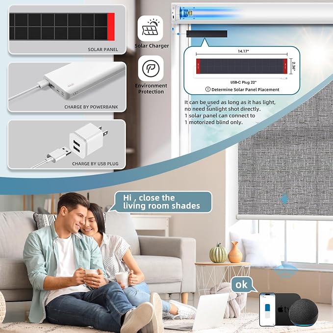 SmartWings 70% Light Filtering Motorized Roller Shades Work - Image 2