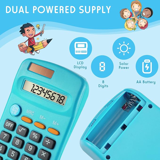 Weewooday 6 Pieces Small Basic Calculator Bulk 8 Digit Solar Battery Dual Power - Image 4
