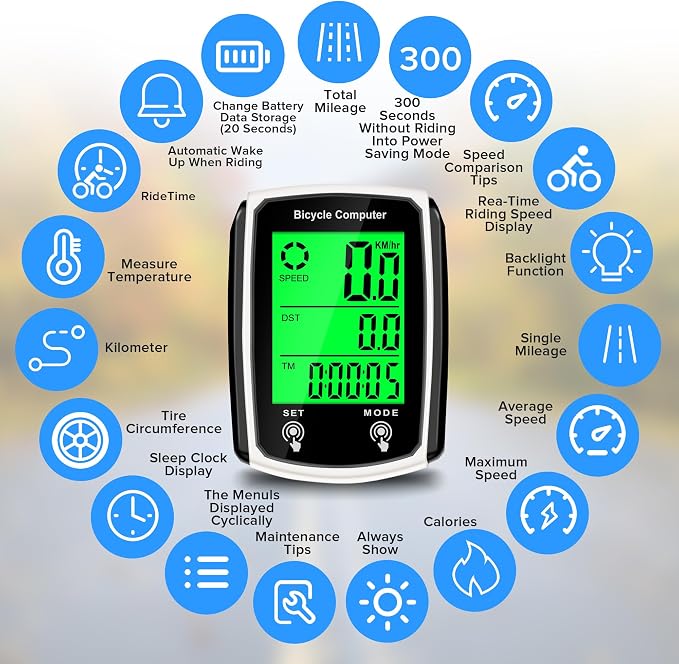 Bike Computer and Bicycle Odometer Wired MPH KM/H Bike Speedometer - Image 2
