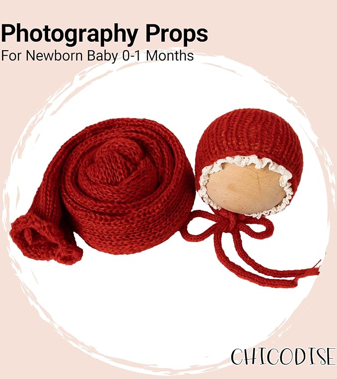 Newborn Photography Props Wraps & Ruffle Edge Bonnet - Image 4