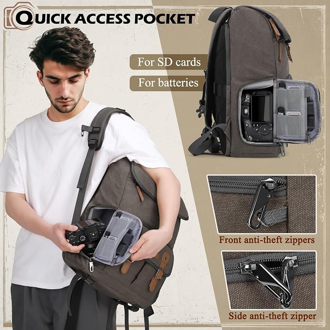 RAINSMORE Camera Bag Backpack for DSLR/SLR Mirrorless 15.6 Inch Laptop Camera - Image 5