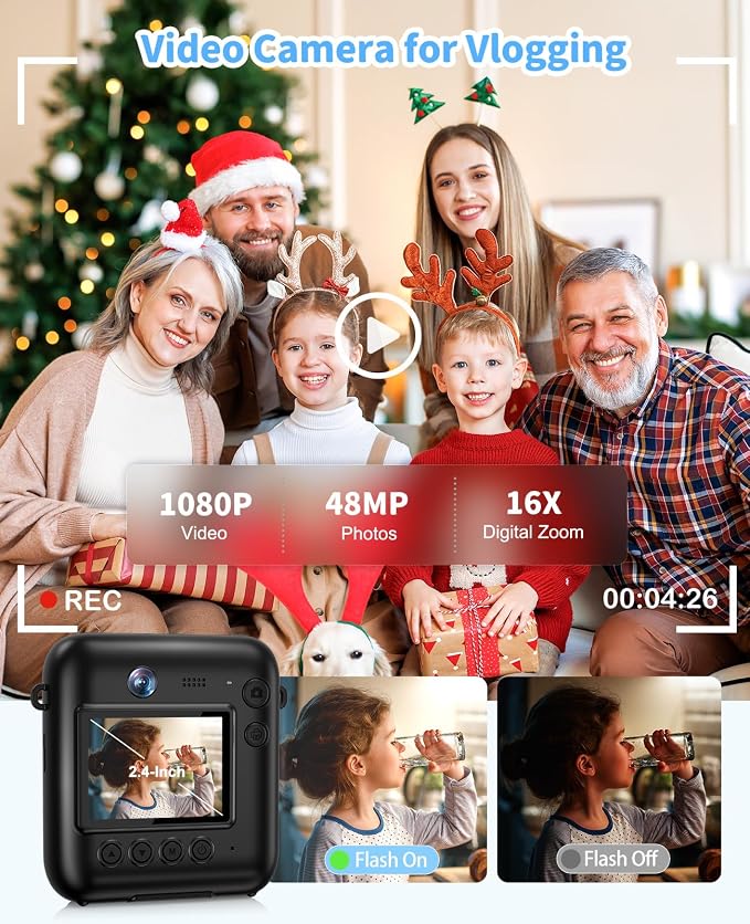 Kids Camera Instant Print, 48MP Dual-Lens Digital Camera - Image 4