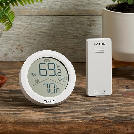 Taylor Digital Wireless Round Indoor Comfort Level Thermometer and Clock - Image 6