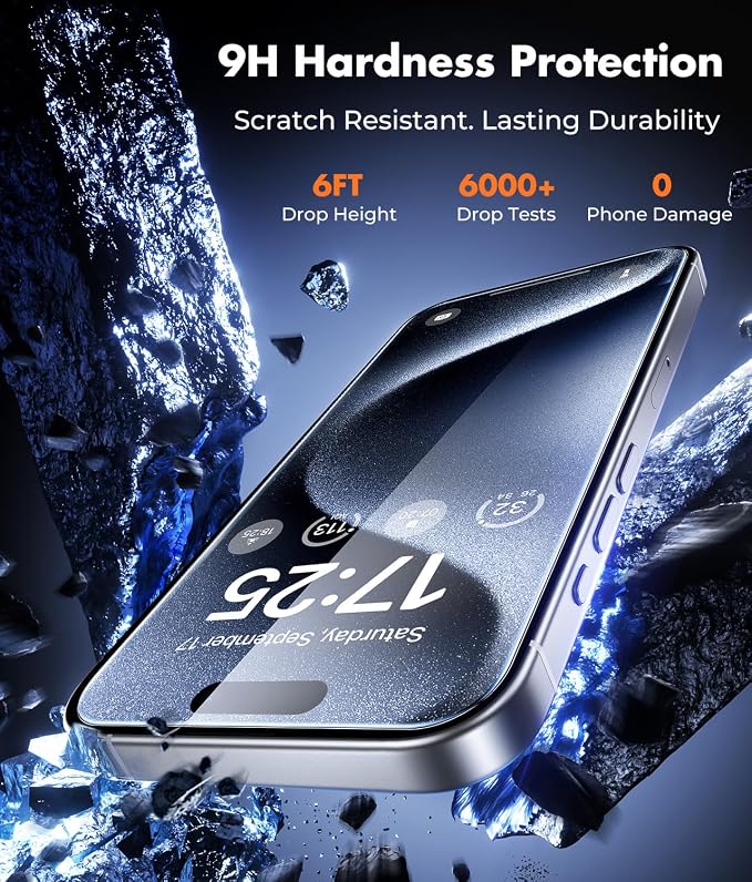 UNBREAKcable iPhone 15 Pro Screen Protector 3-Pack, Upgraded Dual-Tempered - Image 3