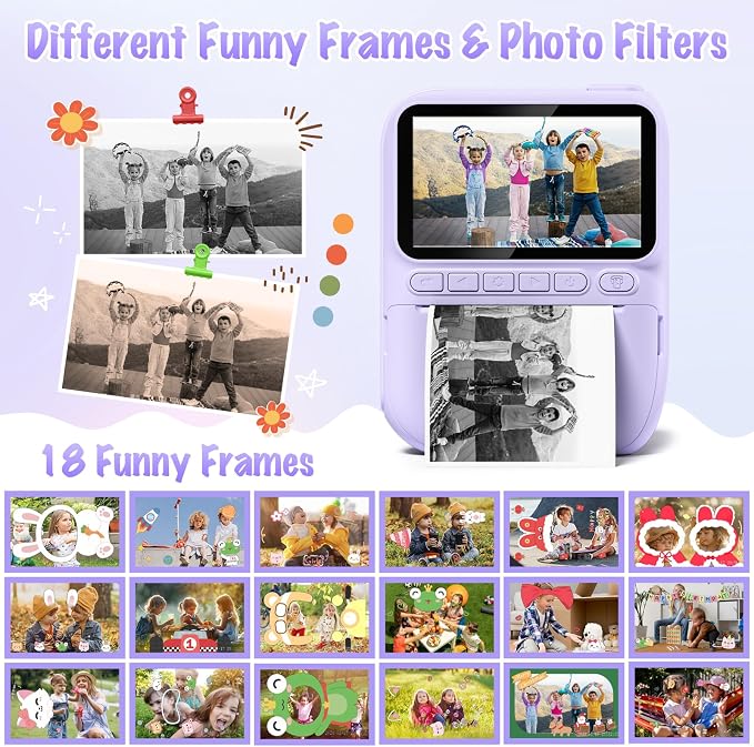 Kids Camera Instant Print, 3.0" HD 32MP Kids Camera Christmas Birthday Gifts - Image 5