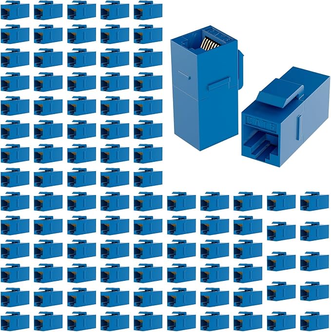 RJ45 Coupler Cat6 Keystone Jack 100-Pack, Female to Female UTP Inline Ethernet by VANDESAIL