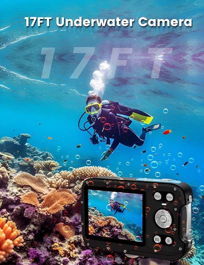 Underwater Camera 4K 48MP Autofocus Selfie Dual Screen Waterproof Camera - Image 4