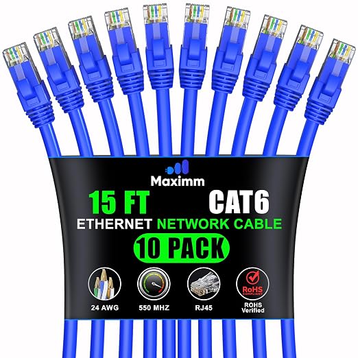 Maximm Cat 6 Ethernet Cable 15 ft by MaximmCable