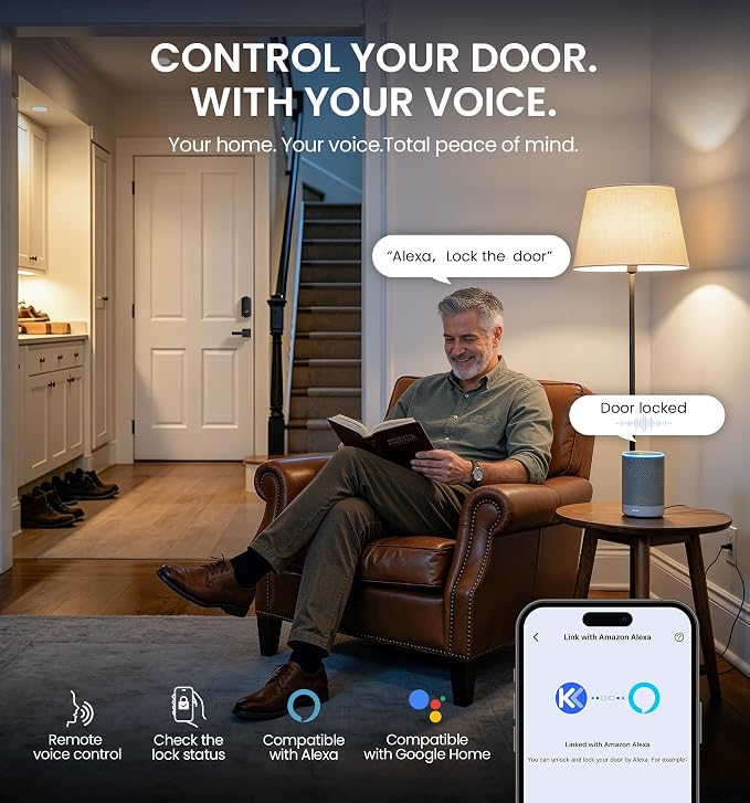 Veise VE012W-H WiFi Smart Front Door Lock Set, Built-in WiFi, App Remote & - Image 4