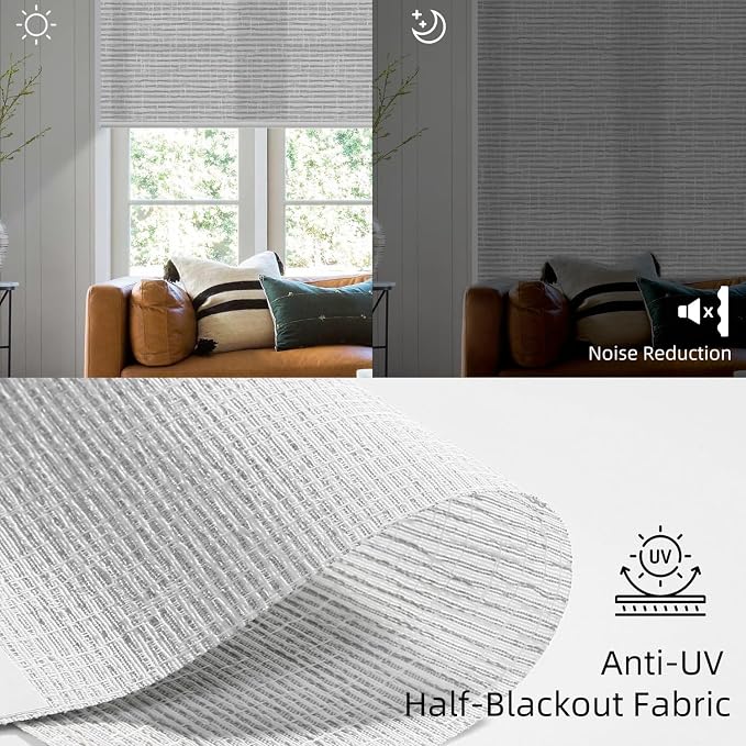 SmartWings 70% Light Filtering Motorized Roller Shades Work - Image 4