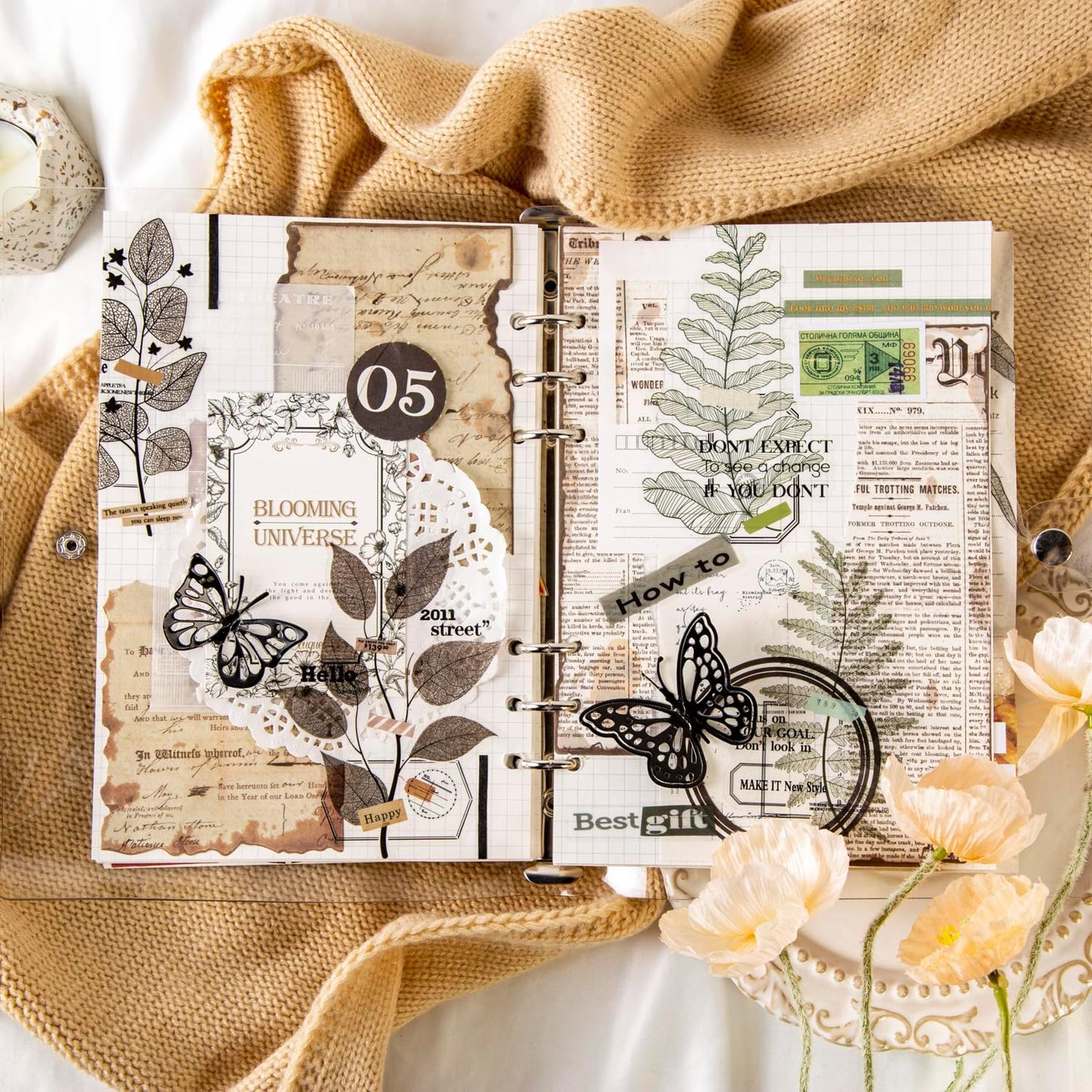 Alideco 120pcs Scrapbook Stickers Leaf Vein Theme Scrapbooking Junk Journal Crafts Embelishment Decoration Diary Stickers (luoyesiyu)