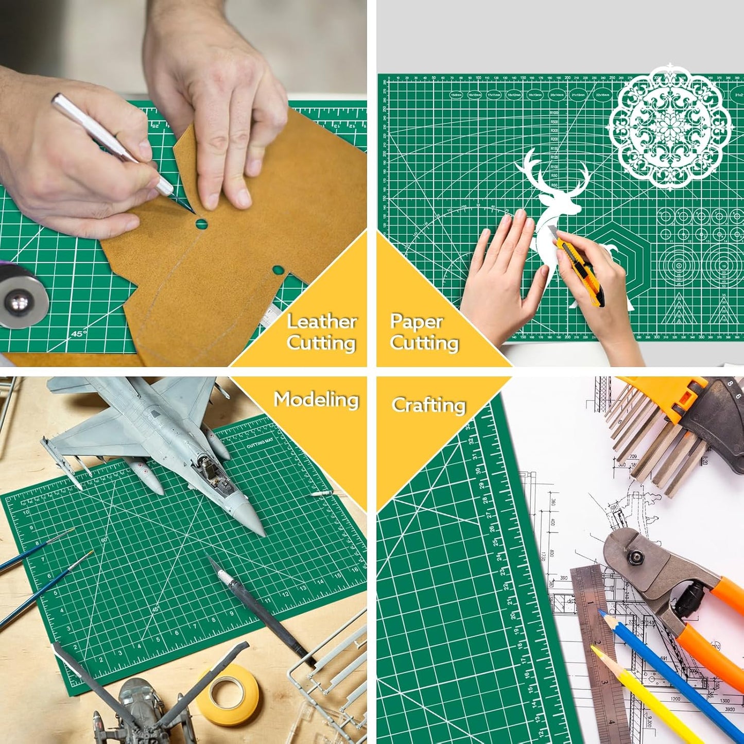 10 Pack Self Healing Cutting Mat 12" x 18" Rotary Cutting Sewing Mat A3, 5-Ply Cutting Board for Crafting, Sewing, Scrapbooking, Quilting and Precision Cutting