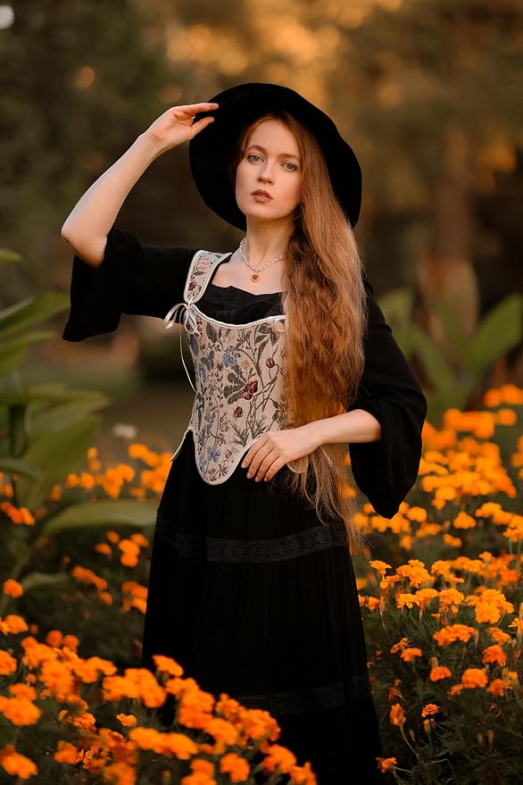 SCARLET DARKNESS Bustier Tops for Women Renaissance Floral Lace Up Bodyshaper - Image 7