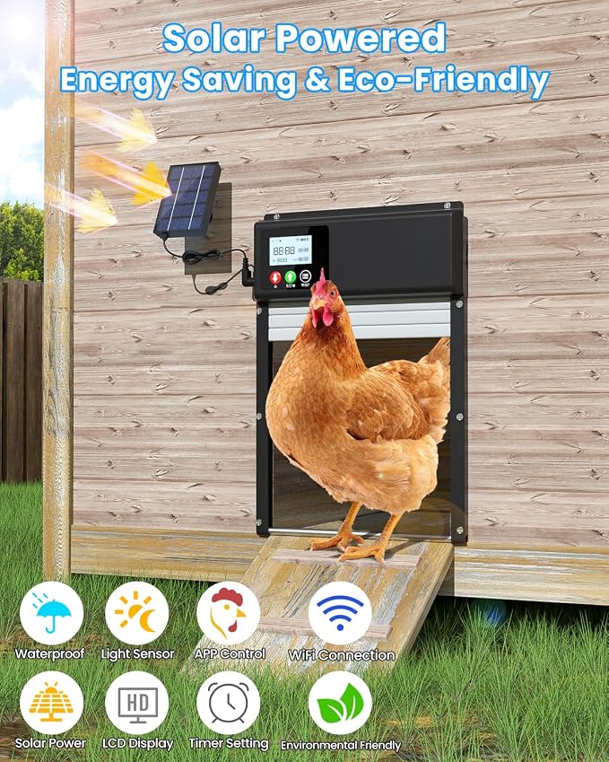 Automatic Chicken Coop Door Solar Powered, WiFi Automatic Chicken Door APP - Image 3