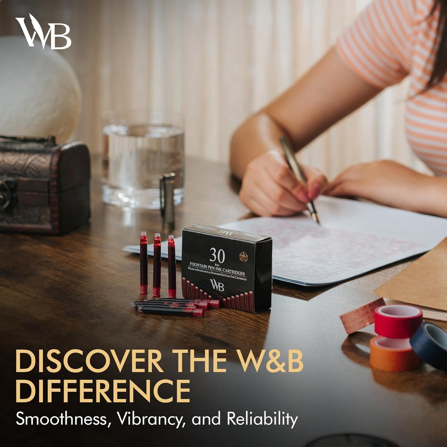 Wordsworth & Black 30 Pack Fountain Pen Ink Refills - Set of 30 Blue Ink Cartridges - International Standard Size - Length APPR 2.3" - Base Diameter APPR 0.24" - Disposable and Generic