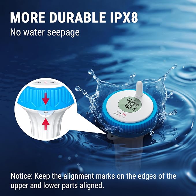 TempPro Waterproof Wireless Pool Thermometer Easy Read, Digital Pool - Image 4
