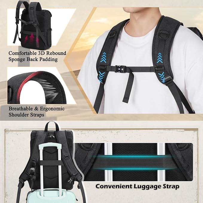 RAINSMORE Camera Bag Backpack for DSLR/SLR Mirrorless 15.6 Inch Laptop Camera - Image 8
