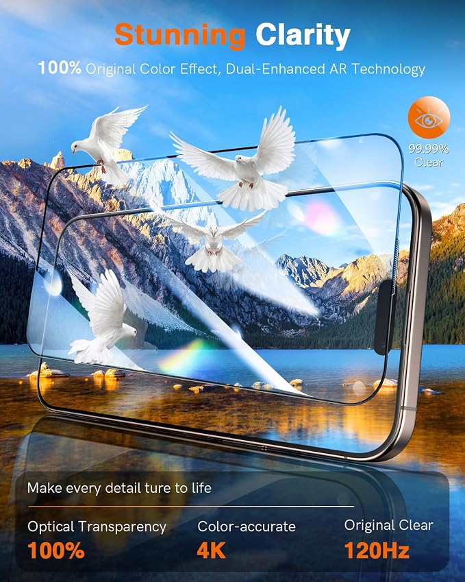 LK 3 Pack for iPhone 15 Pro Max Screen Protector Tempered Glass Military Grade - Image 7