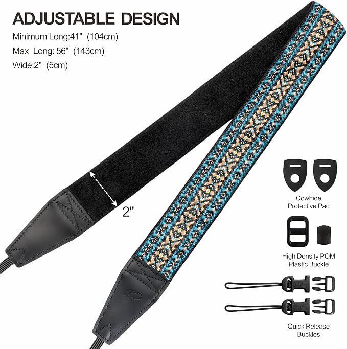 Padwa Lifestyle Boho Blue Camera Strap - Image 6