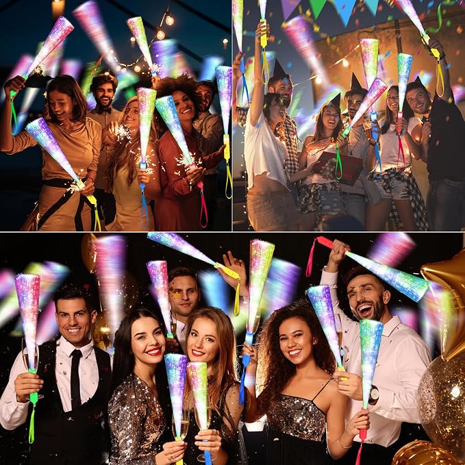 SHQDD 200PCS Glow Fiber Optic Sticks, LED Light Wands, Glow in The Dark Party - Image 3