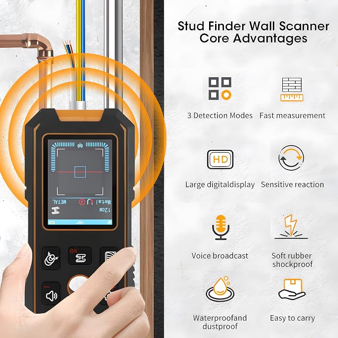 3 in 1 Stud Finder Wall ScannerLaser Distance Meter, Wood AC Wire, Upgraded - Image 4