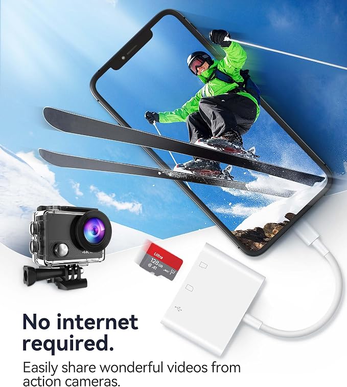 Oyuiasle SD Card Reader for iPhone iPad Trail Camera Viewer 3-in-1 SD Adapter - Image 5