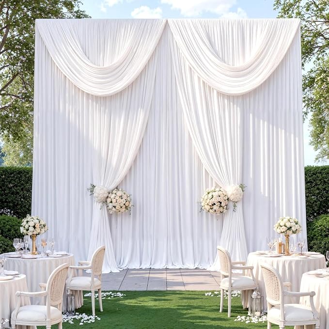 10ft x 15ft White Backdrop Curtains - Image 4
