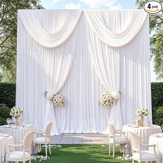 20ft x 14ft Wrinkle Free White Backdrop Curtains by CO-AVE