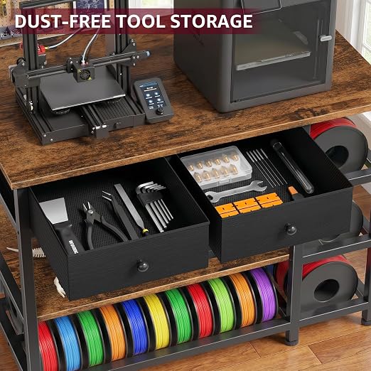 3D Printer Stand with Storage, 3-Tier Heavy Duty 3 D Printer Table Shelf with 2 - Image 6