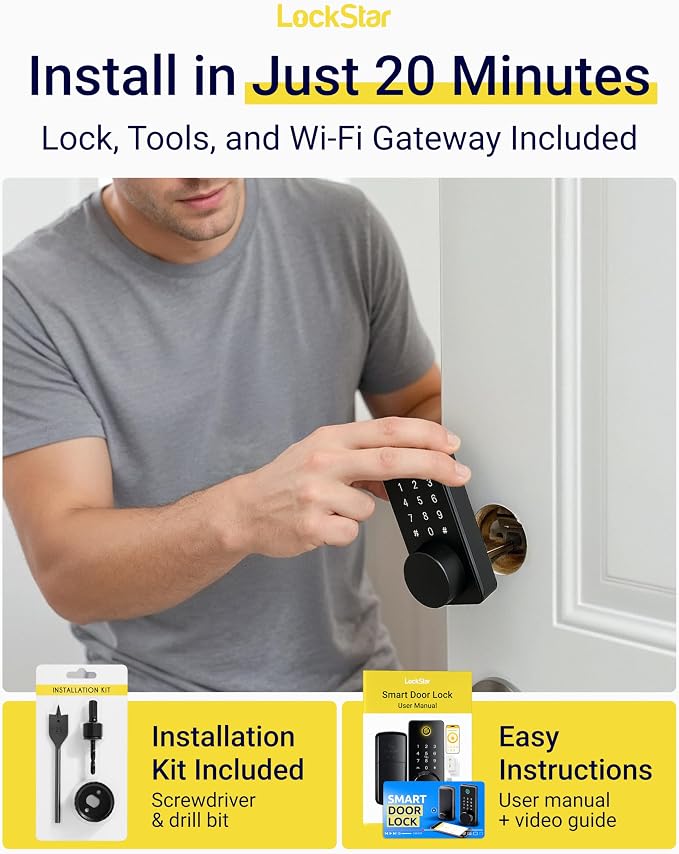 LOCKSTAR® Smart Door Lock • Keyless Entry Deadbolt Door Lock • Multiple Entry - Image 6