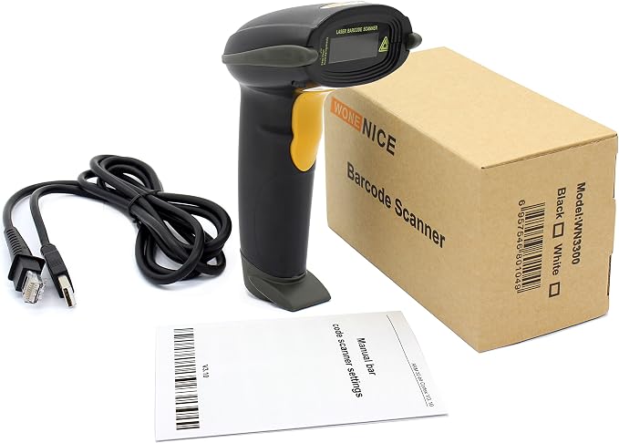 WoneNice USB Laser Barcode Scanner Wired Handheld Bar Code Scanner Reader Black - Image 8
