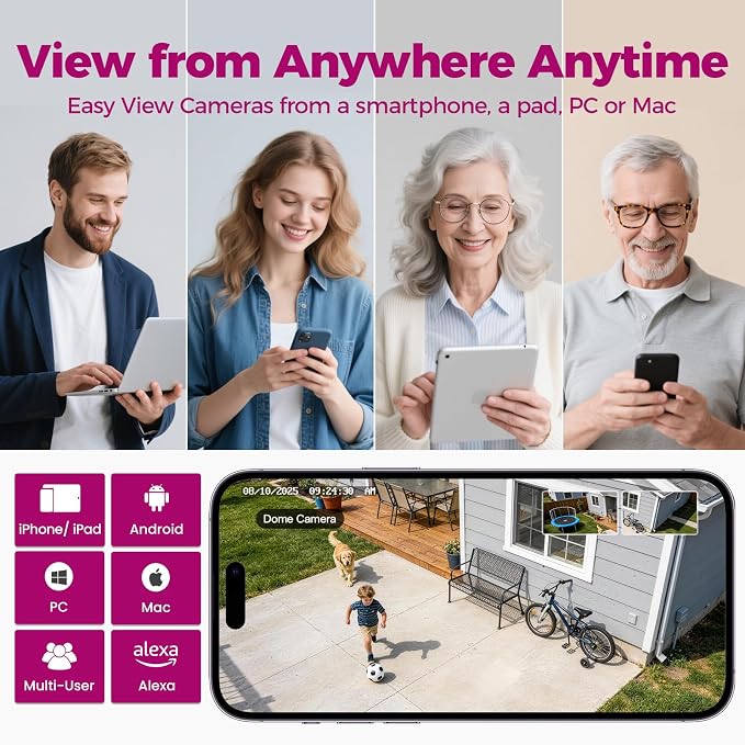 xmartO 6MP Tri-Lens WiFi Security Camera, 360° Pan Tilt AI Auto Tracking - Image 4