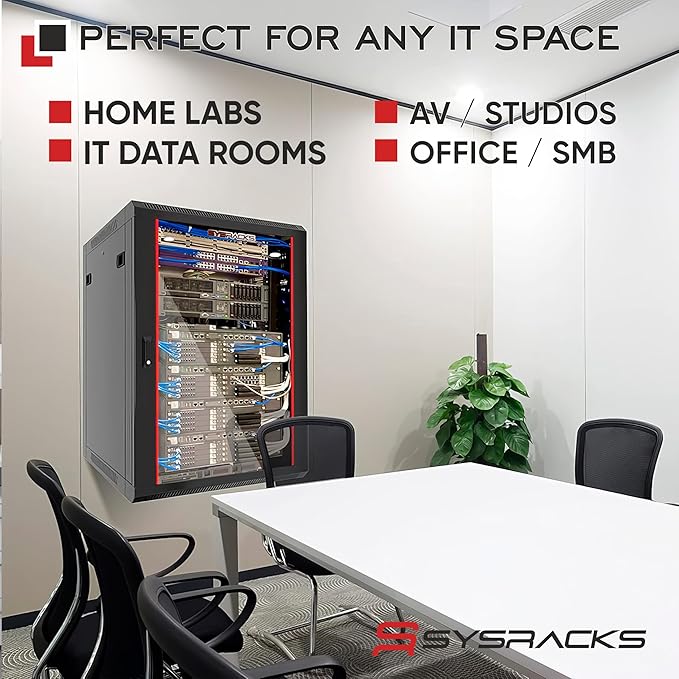 18U Wall Mount Server Rack Cabinet – 19" Network Rack Enclosure, PDU & Shelf - Image 9