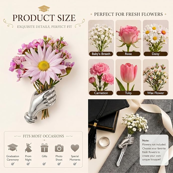 Flower Holder Brooch Pin for Women Flower Vase Brooch Back to School Teacher - Image 6